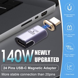 IVIVTOR USB C magnetic Adapter：PD 140W Quick Charge 40GbData Transfer -USB-C magnetic Connector for Switch Laptop Tablet Phone
