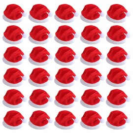Mini Christmas Hat,30 Pieces Santa Claus Hat for Cup Silverware Bottle,DIY Xmas Home Party Dinner Table Decorations,Candy Covers for Kids Children Craft