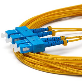 trueCABLE SC to SC OS2 Fiber Patch Cable, 1m (3.28ft), UPC Polish, 200GB Singlemode (SM) Duplex 9/125um, Riser Rated (OFNR), UL Listed, 1pc, Yellow