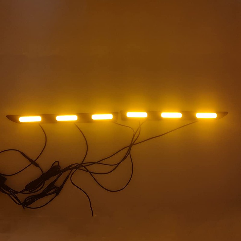 ECAHAYAKU Front Bumper LED Grille Amber Turn Signal Light Driving