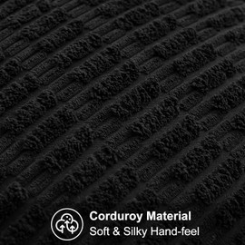 NEWKIBOU 2 Fundas Decorativas para Cojines, Suave Pana a Rayas Funda de cojín Cuadrado Decorativo, para la Sala de Estar sofá Cama sofá, decoración del hogar Boho Granja rústica,45x45 cm (Negro)