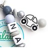 Car Keyring with Name Engraving Gift Pendant Name Chain, black,