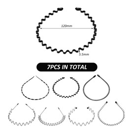 7 Einfache Stirnbänder, Wellige Stirnbänder, Einfache Elastische Und Rutschfeste Haarzubehör, Geeignet Für Frauen, Männer Und Mädchen.