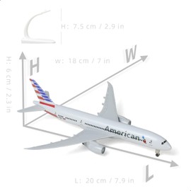 QIYUMOKE 1/300 American 787 Diecast Metal Airplane Model Kits for Boeing 787 Model Plane with Display Stand (7.5-inch L) for Adult Aviation AA Plane Models Gifts or Desktop Decorations