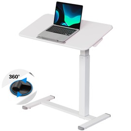 JYLH JOYSEEKER Mobile Standing Desk, Height Adjustable Rolling Laptop Desk, 90° Tiltable Overbed Bedside Table, Portable Computer Desk with Wheels, Foldable Cart for Home Office, White