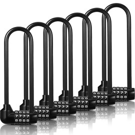 4 Digit Combination Padlocks Bulk Long Combination Lock 6 Inch Shackle Padlock Combo Lock with Resettable Code for Outdoor Gates Bicycles Gym School Locker(6 Pieces)