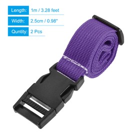sourcing map Utility Strap with Buckle 1x40 Inch Polyester Quick Release Adjustable Belt for Travel Outdoor Bag Luggage Packing (Purple, Pack of 2)