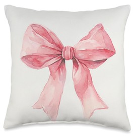 Decorative Cushion Covers for Girls Room Pink Bow Aesthetic Cushion Covers Peach Skin Fabrics Cushion Covers Room Decoration Preppy Gifts for Women and Girls 45 x 45 cm