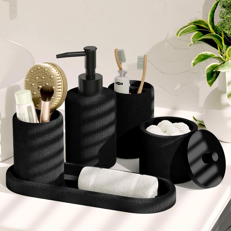 Clara Clark Bathroom Set - Black Bathroom Accessories Set, 24PC