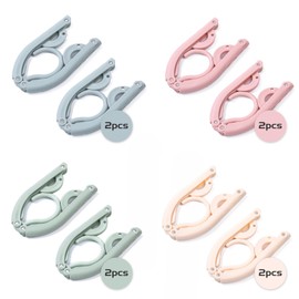 8pcs Folding Clothes Hangers, LOMYLM 4 Colors Travel Hangers Foldable Portable Plastic Clothes Coats Hangers Home Hotel Camping Holiday Travel Accessories Cruise Essentials (Green/Blue/Pink/Beige)