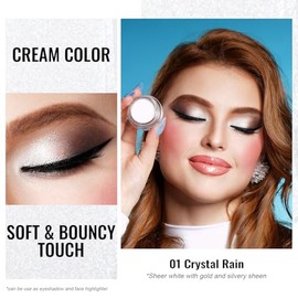 Oulac Glitzer Lidschatten weiß| Lidschatten & Highlighter Duo| Glitzer Schmink| Wasserfest & Langlebig| Glitzer Finish| Verblendbares & faltenfreies Augen-Makeup| Vegan |06g (01)