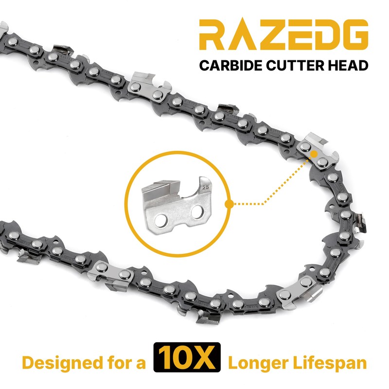 RazEdg 16 Inch Carbide Chainsaw Chain, 3/8" LP Pitch, .043"