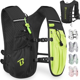 BECOJADDE Running Vest Hydration Backpack Lightweight Water Pack for Men Women, 5L Running Backpack Hydration Pack for Marathon, Trail Running, Cycling, Hiking, Jogging Black