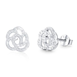 Simple Rose Flower Stud Earrings 925 Sterling Silver Hypoallergenic Rose Blossom Earrings for Women Bridesmaids 8mm