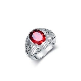 PYTALI Sterling Silver Hollow Pattern Ring for Men Vintage Retro Jewelry(9)