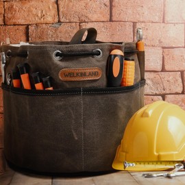 WELKINLAND 12-Pockets Canvas Screw Bags, Heavy-Duty screws pouch, StandUp parachute tools bag, Small parts organizer bag, Parachute bag for screws