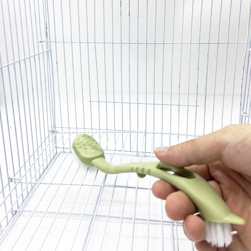 Bird Cage Cleaning Brush,Two Brush Heads,Long-Handled Tool for Cleaning Parrot