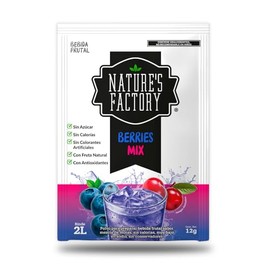 Nature's Factory Bebida Frutal en Polvo Sabor Moras Mix, Bajo en Calorías, 10 piezas de 12 gramos