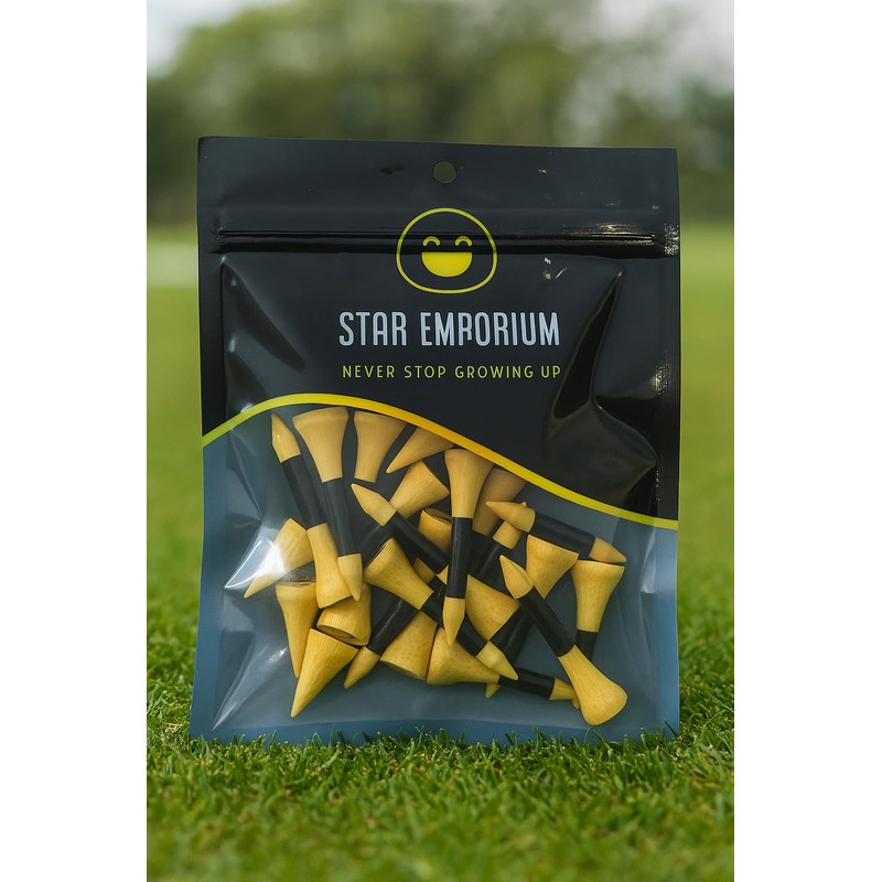 Star Emporium Bamboo Golf Tees, 38mm Length, Resealable 25 Pack