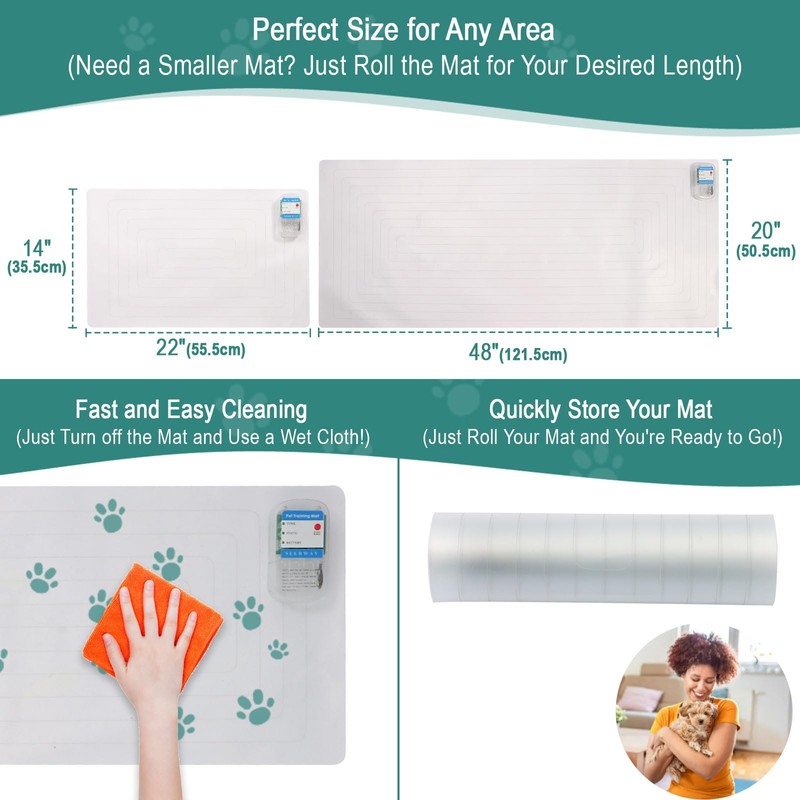 SEERWAY 2-Pieces Pet Shock Mat | 48"x20" & 22"x14" Shock