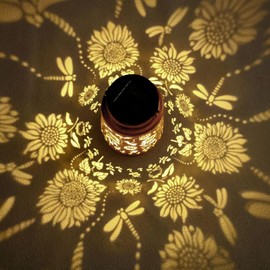 2 Pack Dragonfly Solar Lanterns Outdoor Waterproof Hanging Sunflower Solar Lights Gifts for Women Men Metal Solar Decorative LED Lanterns Outside for Garden, Yard, Patio, Lawn, Porch, Backyard