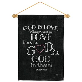 Breeze Decor God is Love Garden Flag Set Wood Dowel Religious Bible Verses Bless Faith Thank Hope Pray Christian Religion Small Decorative Gift Yard House Banner Made in USA 13 X 18.5