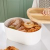 HouseJoy Bread Box for Kitchen Countertop-14.7×9.3×6.3In,Bamboo Fiber White Homemade Bread