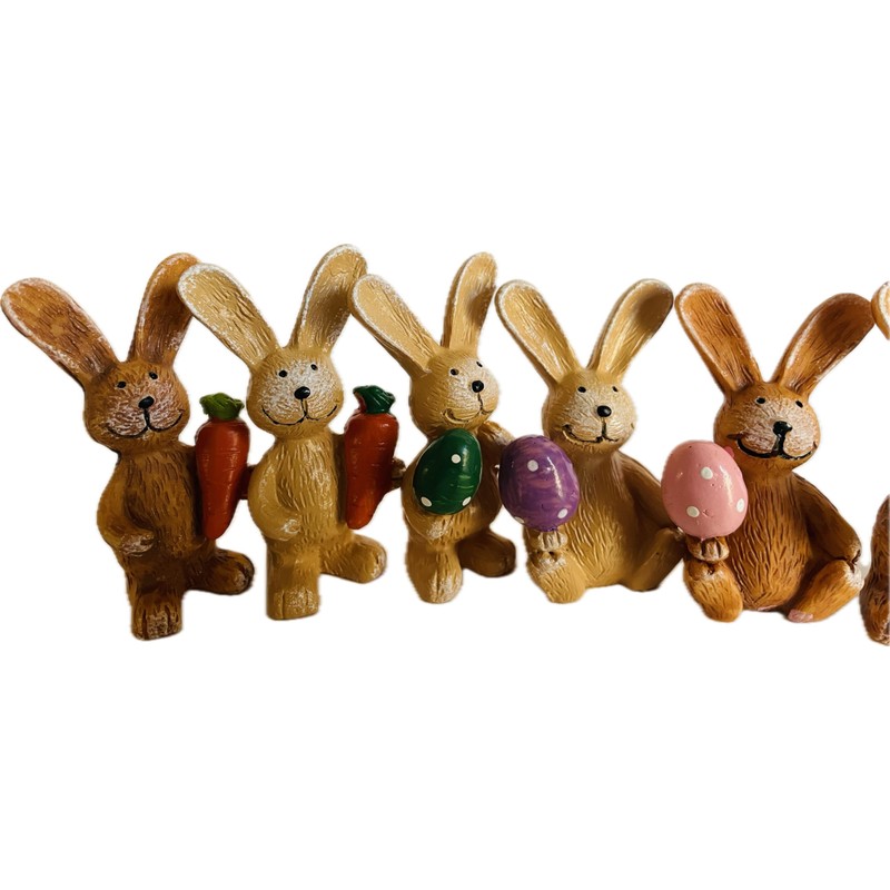 khevga Easter Decorative Figures - Set of 8 Small Wooden