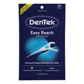 DenTek Complete Clean Easy Reach Floss Picks, No Break & No Shred Floss, 75 Count (Package May Vary)