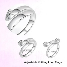 SUBANG 8 anillos ajustables de ganchillo para tejer anillos de ganchillo en forma de anillo abierto ajustable trenzado accesorios de ganchillo para bricolaje, 2 estilos