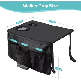 No Brand Walker Tray for Seniors Elderly Disability Folding Rolling Detachable Cup Holder
