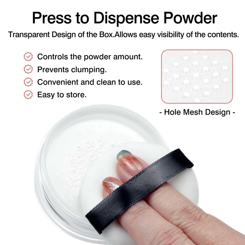 10g Refillable Loose Powder Container with Sifter & Puff –
