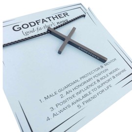 Enduring Gifts Godfather Proposal Gifts, Cross Necklace for Men, Stainless Steel, Black