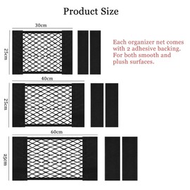 Luggage Net Car Pack of 2 Boot Net, Luggage Net Velcro Boot Net, Small Car Boot Organiser, Flexible Boot Organiser, Velcro for Universal Car (40 x 25 cm + 60 x 25 cm)