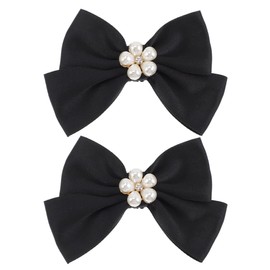1 par de clips de lazo de perlas para zapatos, de lazo, sombreros, zapatos de vestir, dijes extraíbles, joyas, accesorios decorativos para zapatos de boda, fiesta, ropa, color