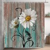 Ttincceer Flower Shower Curtain White Daisy Rustic Plank Bathroom Curtain