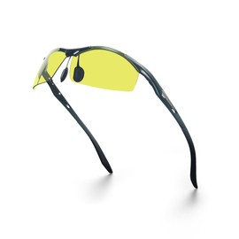 Health Nest Sports Sunglasses, Polarized Sunglasses, Ultra Lightweight, UV Protection, Night Driving, Fishing, Golf, Running, Climbing (Yellow Lenses, Gunmetal Colors)
