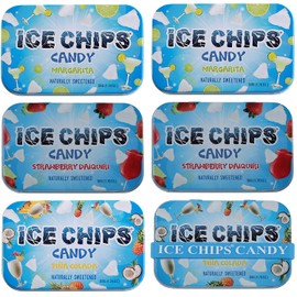 ICE CHIPS Xylitol Candy 6 Tins (Party Pack); Low Carb, Gluten Free - includes ICE CHIPS BAND as shown