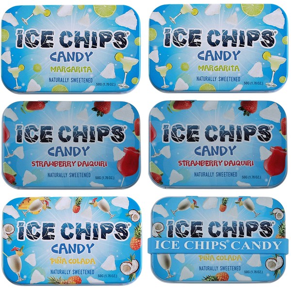 ICE CHIPS Xylitol Candy 6 Tins (Party Pack); Low Carb, Gluten Free - includes ICE CHIPS BAND as shown