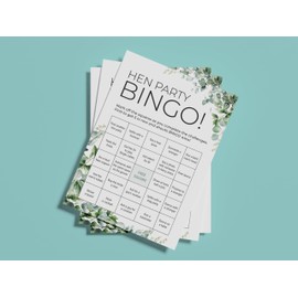 Fancy Cactus Hen Party Bingo - Hen Party Game 10 Players | Ecalyptus | A6 Size | Bridal Shower Game | Hen Do Weekend