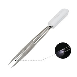 LZMUS Lash Tweezer with Light - Stainless Steels Eyelash Tweezers for Profissional Grafting Eyelashes Extension, Lash Applicator Tool (1PC 009)