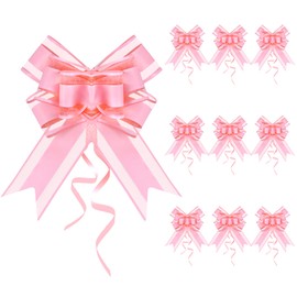 CXNXFD Pack of 10 21 cm Bow Large Bow Packaging Decoration with Bows Suitable for Box Packaging, Flower Decoration, Christmas Decoration, Wedding Table Decoration (Pale Pink)
