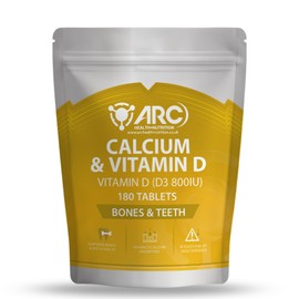 Calcium Tablets with Vitamin D3 | 180 Tablets | Bone & Teeth Support | Calcium Supplement for Men & Women | ARC Health Nutrition