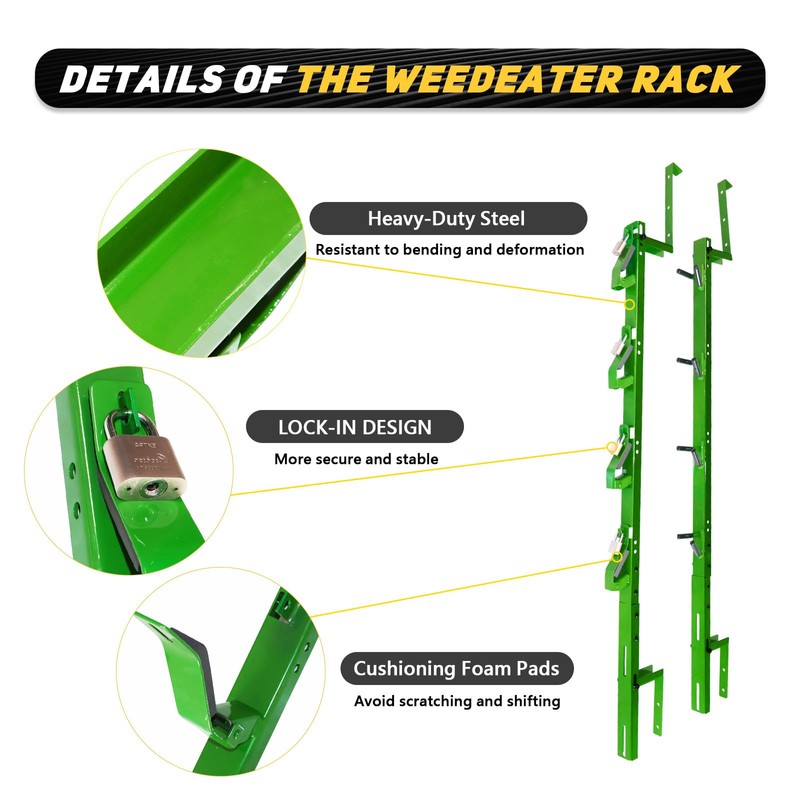 Green 4 Place Trimmer Weed Eater Rack for Open &