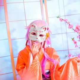 Alipis Mask Janpanese Style Cat Mask Cosplay Half Mask Kitsune Fox Mask Masquerade Mask Animal Drawing Masks