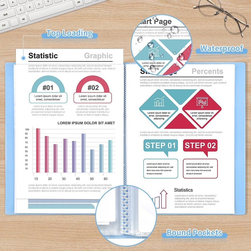 Smarpau Display Book Binder with Plastic Sleeves 5 Pack Presentation