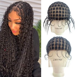 Crochet Wig Cap for Crochet Hair Braided Wig Cap Pre Knotted Full Lace Cap for Crochet Braids with Baby Hair Lace Front Braided Wig Caps For Wig Making, Soft and Breathable (113 sections)