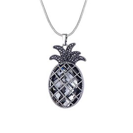 Ouran Pineapple Pendant Necklace for Women, Gold and Silver Plated Long Snake Chain Necklace with Shining Crystal Best Jewelry Gift for Mother, Friends