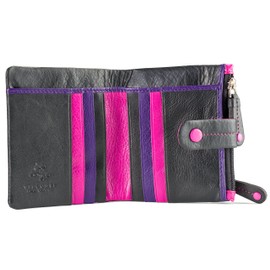 Visconti Mojito M77 Multi Colored Soft Leather Compact Wallet/Purse 3.5" x 4.3" (Black Multi)