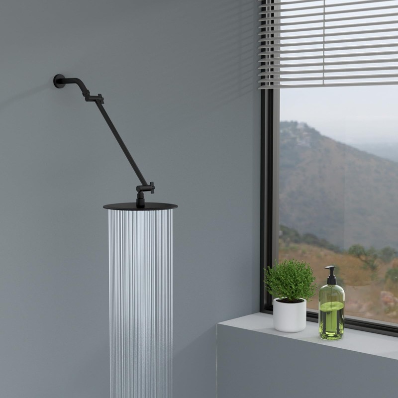Lordear shower Head Extension Arm Black 11 Inch Wall Mounted